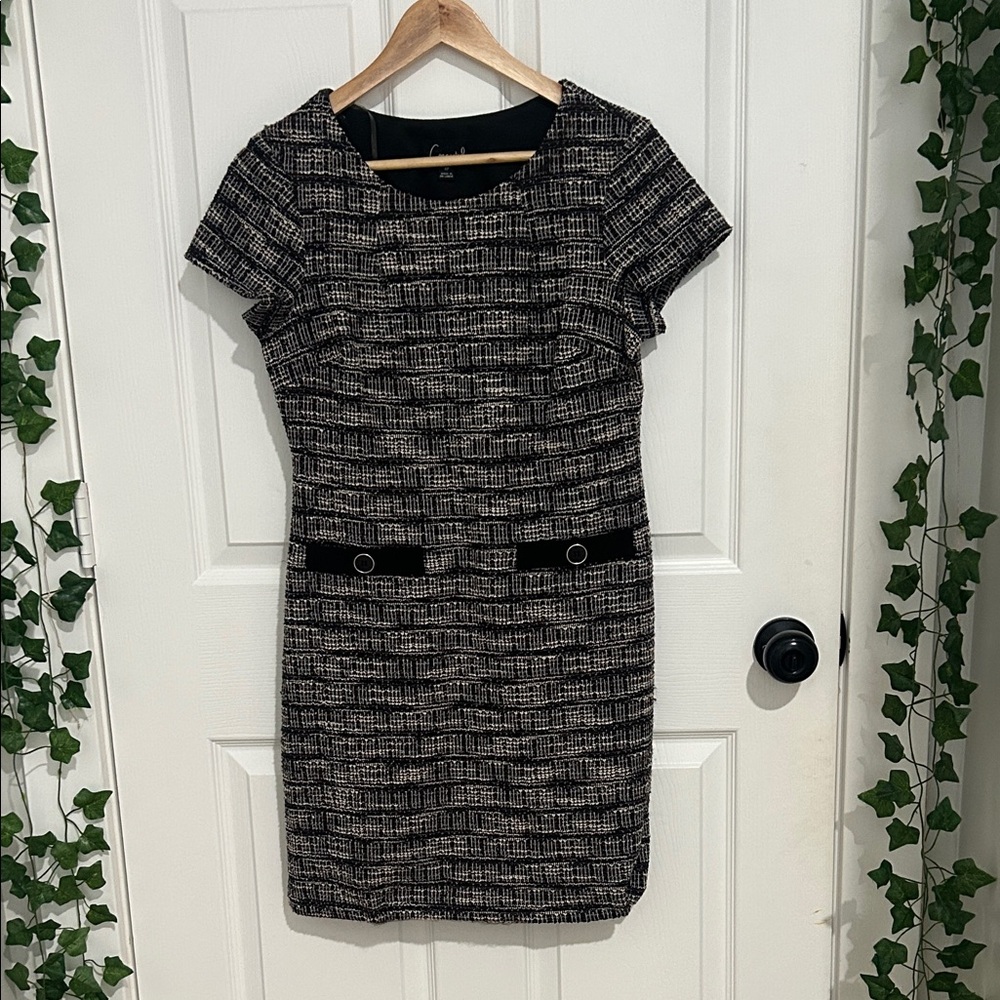Connected Apparel Black & White Textured Mini Dress